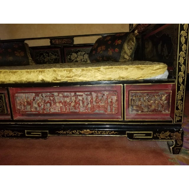Late 19th Century Antique Chinese Qing Dynasty Hand Carved Wedding Bed For Sale - Image 5 of 14