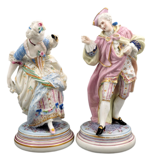 Paris Porcelain Masquerade Figures of Gallant and Lady in the style of Vion & Baury, 1860s, Set of 2