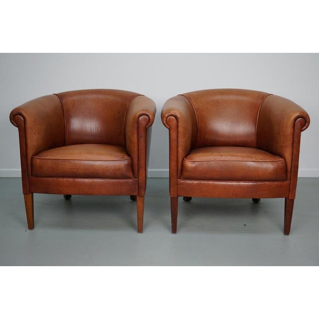 Vintage Dutch Cognac Colored Leather Club Chairs, 1970s, Set of 2 For Sale - Image 16 of 16