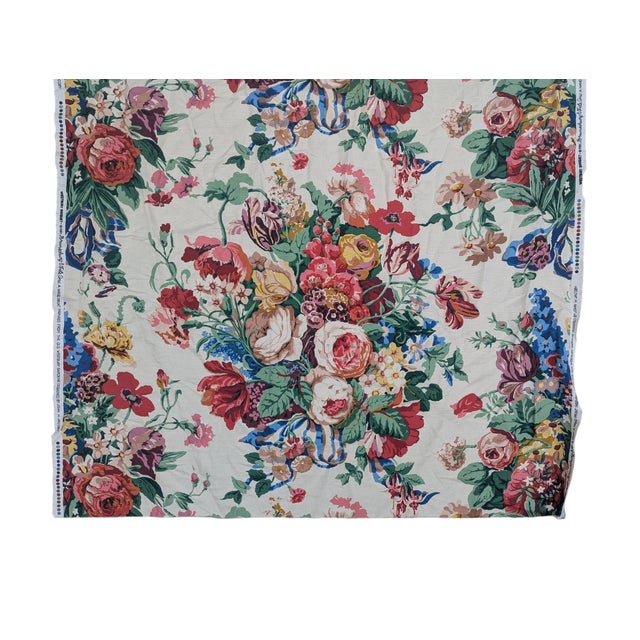 Cream Vintage 1980s Brunschwig and Fils Botanical Garden Fabric 3 Yards For Sale - Image 8 of 11