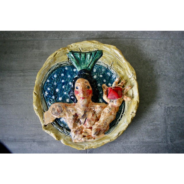 Polychrome Ceramic Plate in Relief by Markus Lupertz, Germany, 1980 For Sale - Image 3 of 4