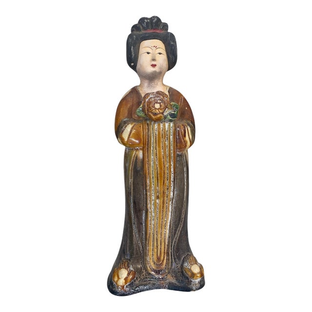 Chinese Ancient Tang Dynasty Style Female Figure Tomb Terracotta Painted Pottery For Sale