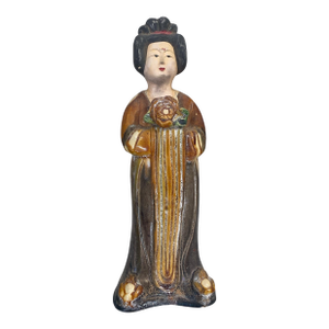 Chinese Ancient Tang Dynasty Style Female Figure Tomb Terracotta Painted Pottery