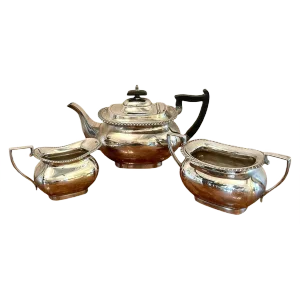 Antique Edwardian Silver-Plated Tea Set from Walker & Hall, Set of 3