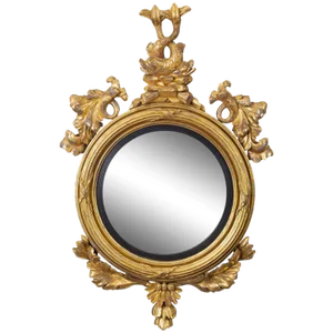 Regency Giltwood Convex Mirror with Dolphins, circa 1810
