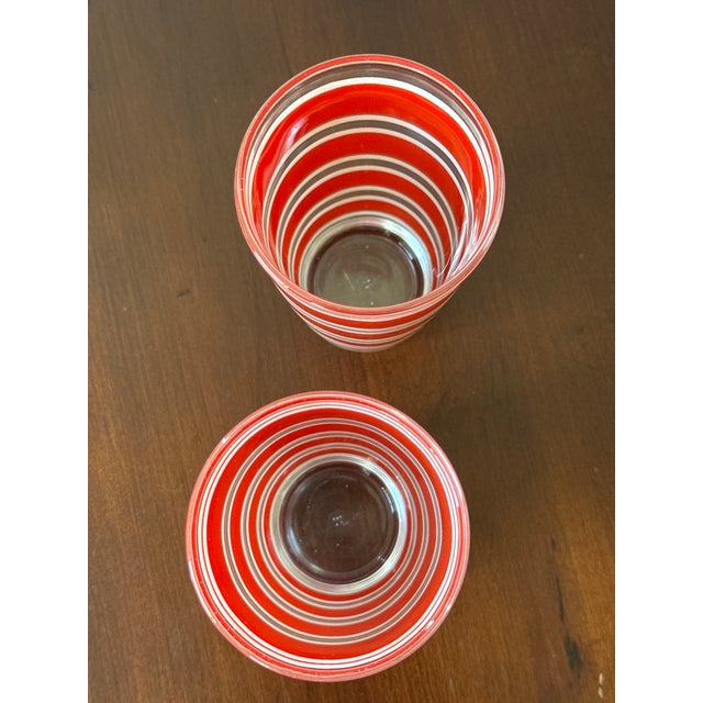 Mid 20th Century Red and White Striped Drinking Glasses — Set of Four For Sale - Image 12 of 12
