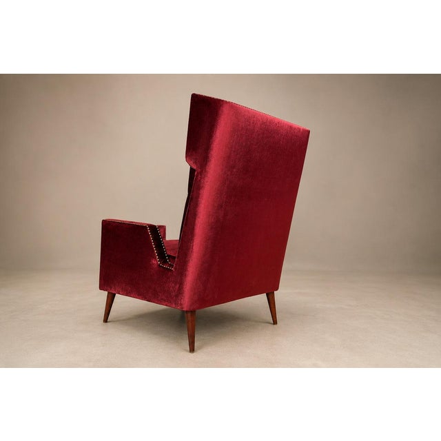1950s Giuseppe Scapinelli Armchair in Hardwood & Ruby Cotton Velvet, Brazil, 1956 For Sale - Image 5 of 18