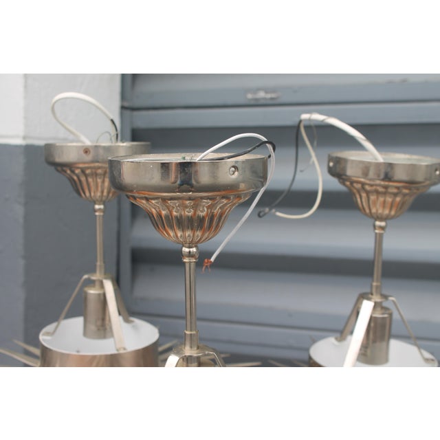 1970's Mid Century Modern Ultra High Quality Celestial Starburst Nickel Pendant Ceiling Fixtures From Miami Beach Alexander Hotel Set of 3 For Sale - Image 12 of 18