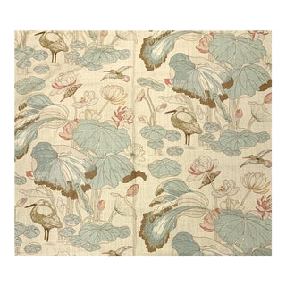 Vintage 1986 g.p. & J Baker "Nympheus" Shell/Jade Linen Fabric For Sale