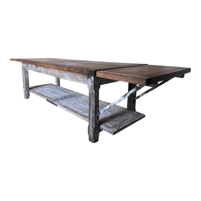 Vintage Extra Long Rustic Farm Table For Sale