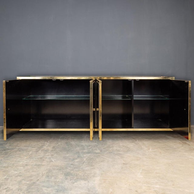 1970s Vintage Mirrored Sideboard in Brass by Michel Pigneres, 1970 For Sale - Image 5 of 16