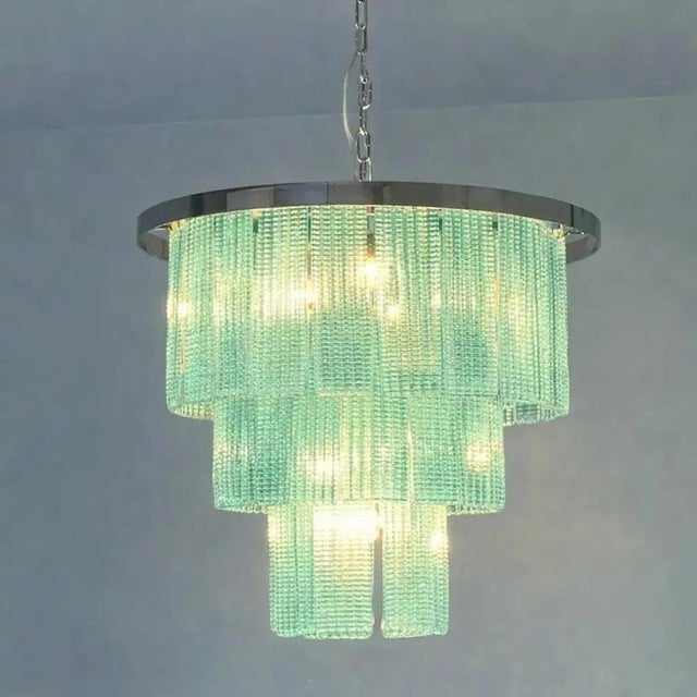 Contemporary Italian Sea Green Murano Glass Sputnik Chandelier by Simoeng from Simoeng For Sale - Image 3 of 7