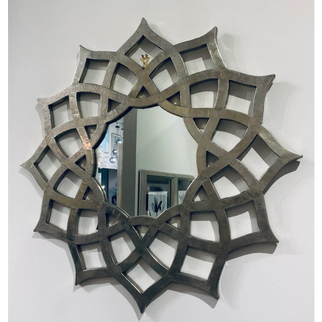 Stylish Modern Silver Foil Arabesque Wall Mirror, showroom floor sample