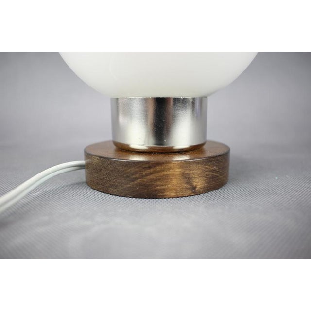 Mid-Century Czech Opaline Glass Globe Table Lamp by Pokrok Žilina, 1960s For Sale - Image 3 of 9