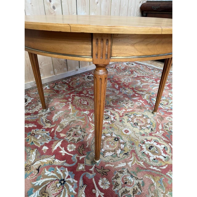 Louis XVI Style Extendable Round Table in Cherrywood with Brass Feet, 1890s For Sale - Image 5 of 9