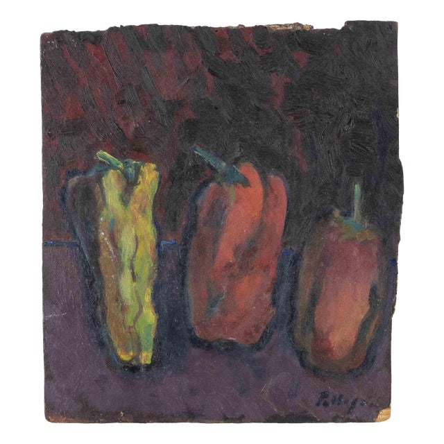 Sirio Pellegrini, Peppers, Oil on Panel, 1960s For Sale