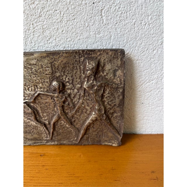Metal Mid-Century Bronze Bas-Relief, 1960s For Sale - Image 7 of 14