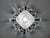 1950s Spanish Brutalist Flush Mount Ceiling Light – Silvered Wrought Iron & Heavy Embossed Glass For Sale - Image 12 of 14