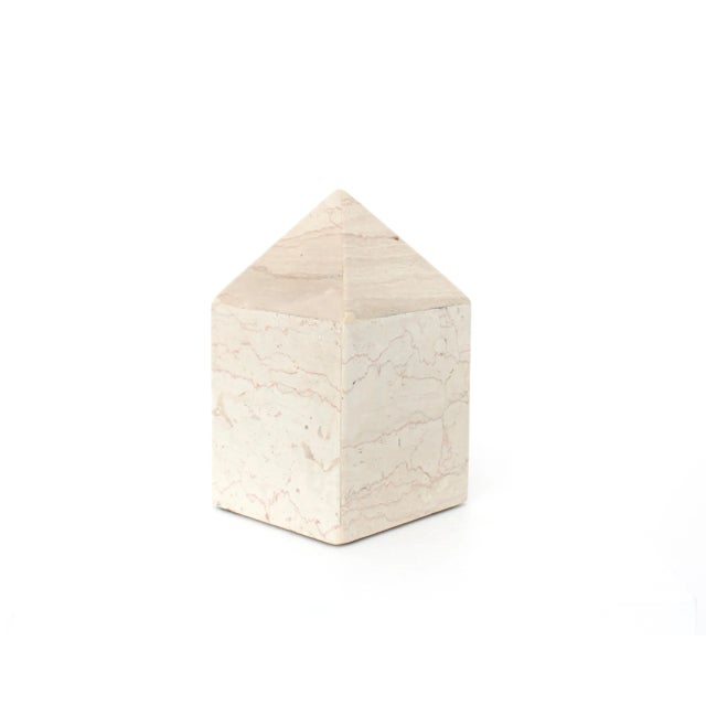1970s Vintage Italian Cream Architectural Marble Obelisk For Sale - Image 5 of 11