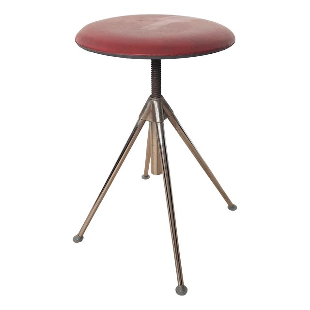 Vintage Height-Adjustable Stool, 1960s For Sale