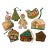 Set of Eight 1980s Hand-Painted Wooden Christmas Tree Ornaments For Sale