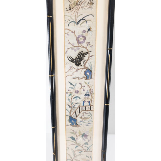 Chinese 19th Century Chinese Silk Embroidered Robe Sleeve Panel For Sale - Image 3 of 8