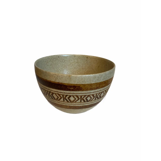 Vintage Geometric Design Pottery Bowl For Sale - Image 6 of 7