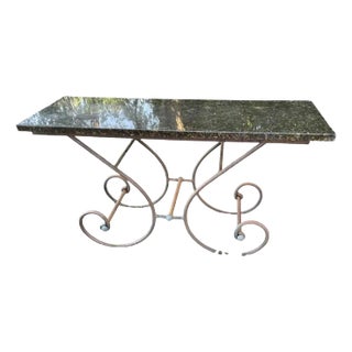 1970s Vintage Wrought Iron & Craniate Patisserie Table Console Kitchen Island For Sale