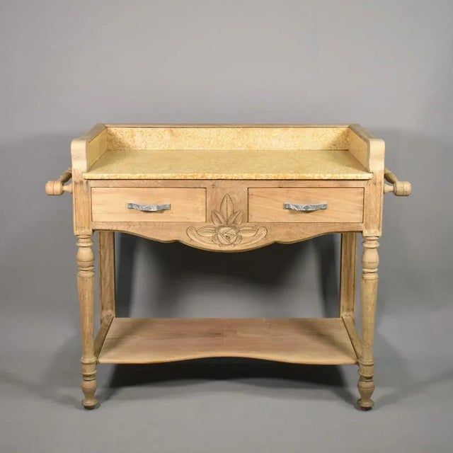 Art Deco French Bleached Oak Washstand, 1920s For Sale - Image 16 of 16