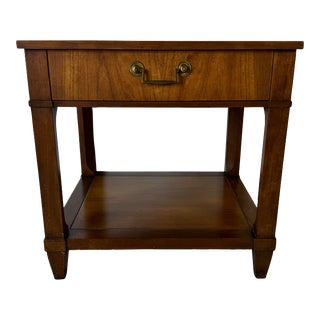 Vintage Baker Neoclassical Style Walnut One Drawer Nightstand For Sale