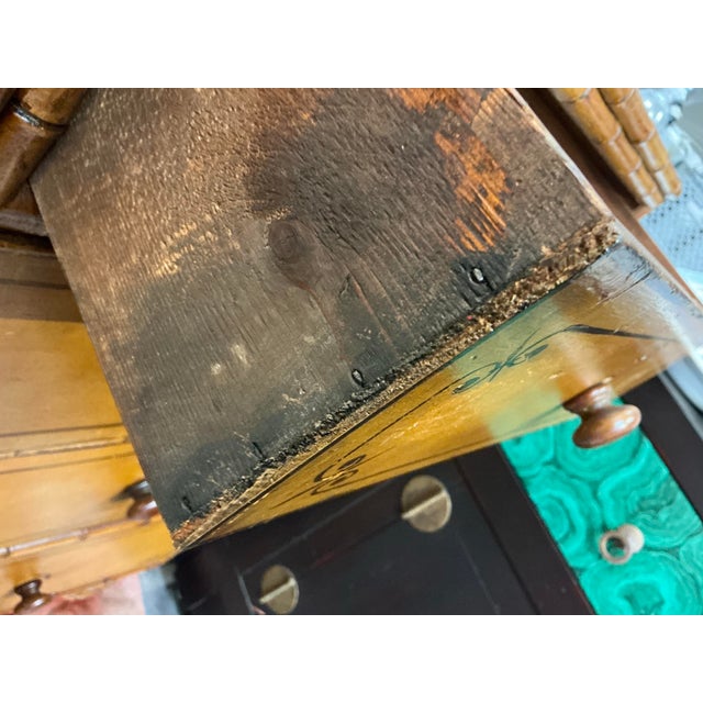 Mid 19th Century 19th-C. English Carved & Painted Pine Faux Bamboo Tall Chest of Drawers For Sale - Image 5 of 9