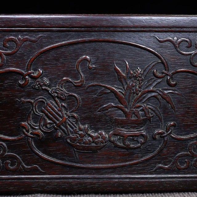 Zitan Wood Box Carved With Floral Motif For Sale - Image 10 of 10