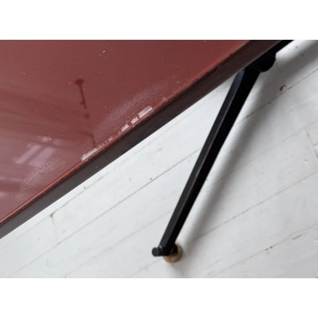 Metal Maroon Glass Plate Dining Table, 1950s For Sale - Image 7 of 18