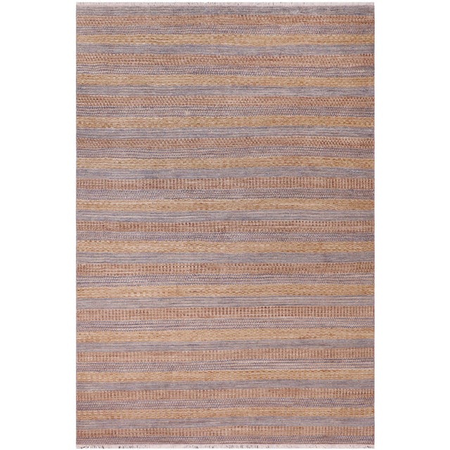 Rustic Grey/Gold High Low Wool Rug - 6'5'' X 9'11'' For Sale - Image 9 of 9