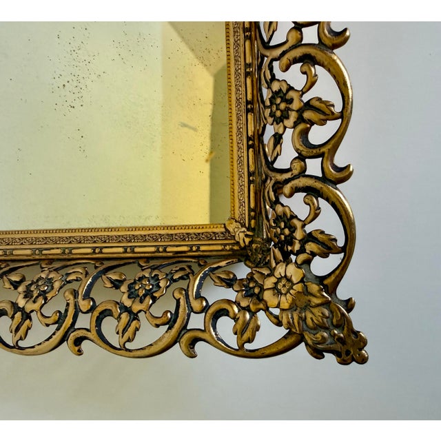 Vintage Hollywood Regency Gilt Filigree Vanity Mirror & Perfume Tray For Sale - Image 11 of 12