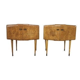 Vintage Maple Nightstands with Mirrored Tops, 1950s, Set of 2 For Sale