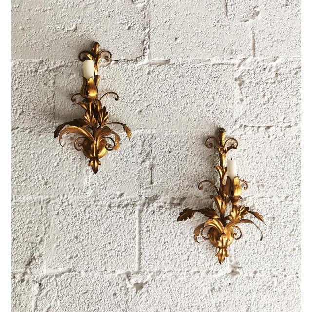 Metal Hollywood Regency Wall Lights attributed to Hans Kögl, Germany, 1960s, Set of 2 For Sale - Image 7 of 11