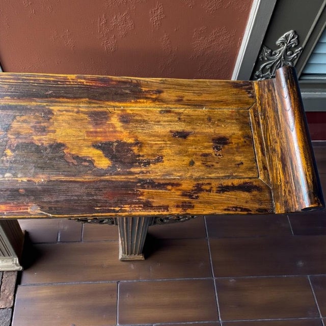 Chinese 19th Century Monumental Carved Elmwood Chinese Altar or Console Table For Sale - Image 3 of 6