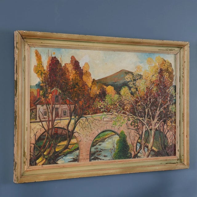 Mid 20th Century 1940'S Lancaster Bridge Original Oil Painting For Sale - Image 5 of 11