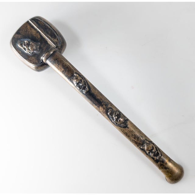 19th Century Japanese Meiji Silver Yatate Writing Set With Oni Masks For Sale - Image 4 of 14