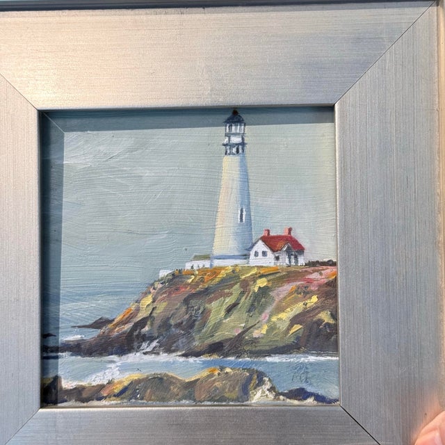Pigeon Point A small oil painting on wood inspired by the iconic Pigeon Point Light Station State Historic Park—one of...