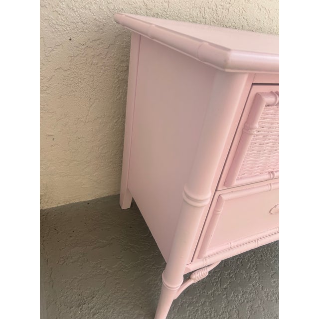 Stanley Furniture Late 20th Century Stanley Furniture Pink Faux Bamboo Style Nightstand For Sale - Image 4 of 8