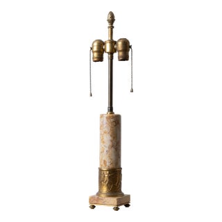 Italian Marble and Bronze Neoclassical Lamp, c.1920 For Sale