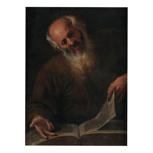 Neapolitan School, Portrait of a Philosopher, 17th Century, Oil on Canvas For Sale