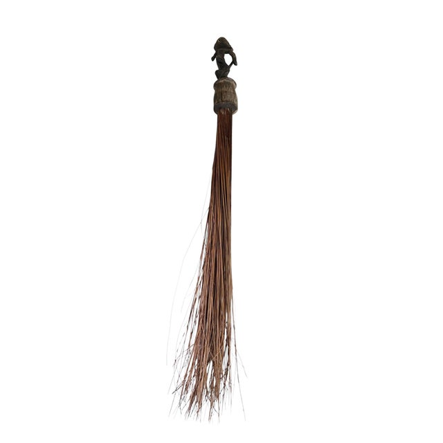Wood Vintage African Baule Wall Hanging Broom With Standing Figure 28" H For Sale - Image 7 of 9