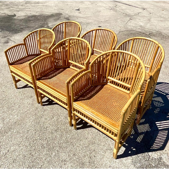 Vintage Coastal Rattan Brighton Chairs Set of Six Chairish