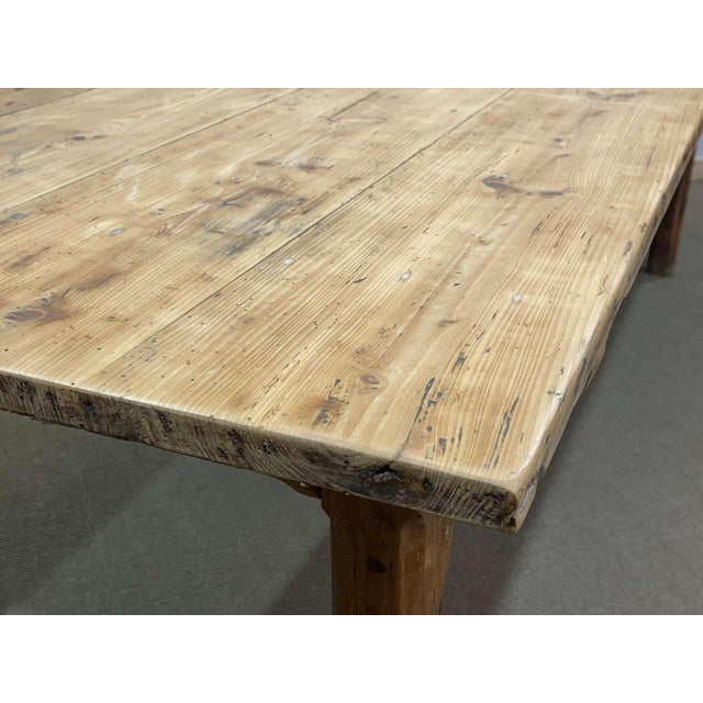 Rustic Early 20th Century Fir Farmhouse Table For Sale - Image 3 of 18