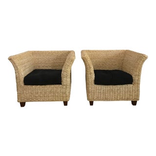 1990s Vintage Natural Woven Chairs- A Pair For Sale