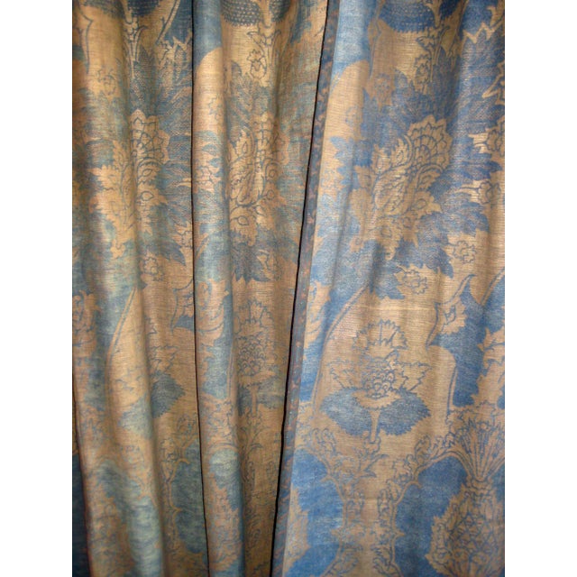 Textile Antique Fortuny Pair of Curtains and a Valence Pair Number Two For Sale - Image 7 of 17
