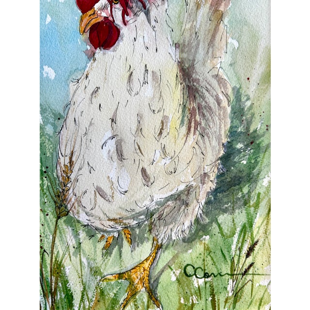 2020s Giclee Print Watercolor Painting of “My Chicken Floppy” For Sale - Image 5 of 10